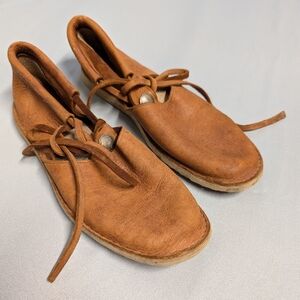 BRUSHED LEATHER MOCCASIN W/ BUFFALO NICKEL BUTTON Wild Sole Size 10